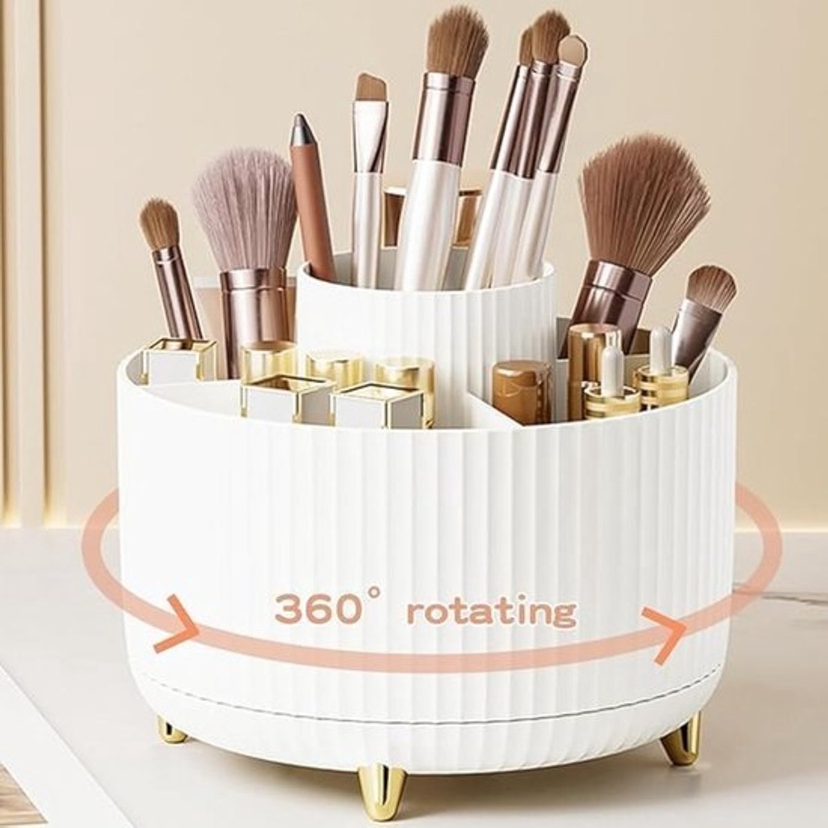 360° draaibare make-up borstelhouder organizer voor aanrecht en bureau
