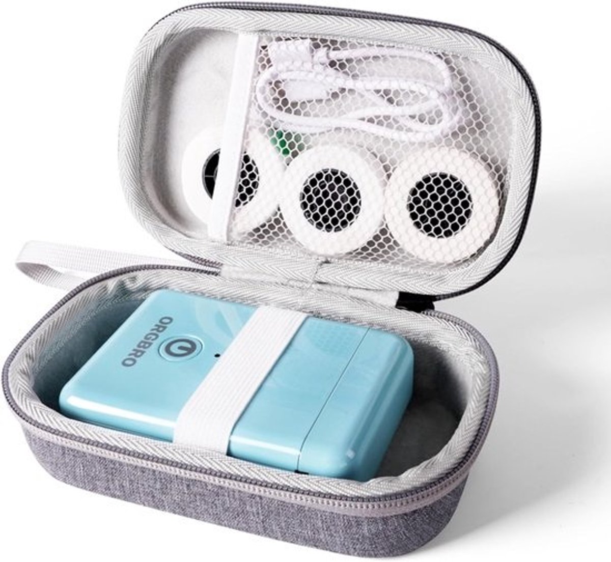 Case compatibel met ORGBRO X1 X3 labelmaker - beschermende houder voor sticker tape papierrol en USB-kabel - alleen doos