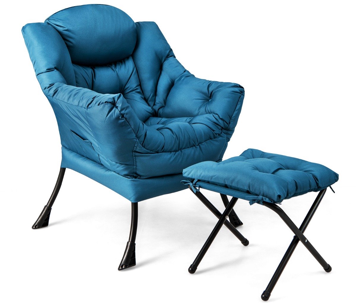 SureDeal® - Fauteuil - Kruk Relaxstoel - Armleuningen - Voetensteun Loungestoel Televisiestoel - Woonkamer - Slaapkamer - 75x81x94,5 cm - Bruin