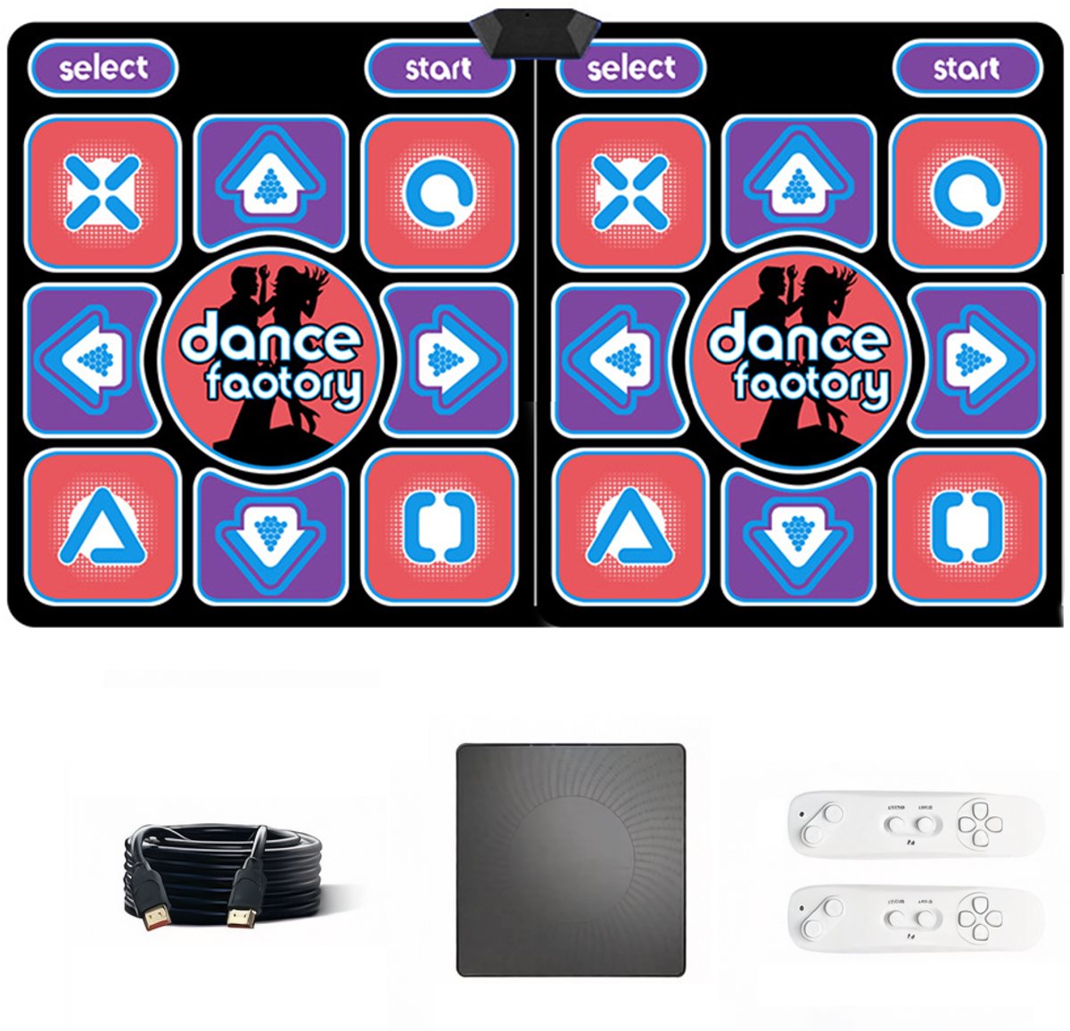 Dubbele dansmat – Muziekdansmat – Spelconsole voor kinderen – Ingebouwde 200 spellen – Dansmachine voor thuis – Interactieve dansspellen – HDMI Plug and Play – Antislip – Inclusief 2 afstandsbedieningen – Speelgoed voor kinderen en volwassenen
