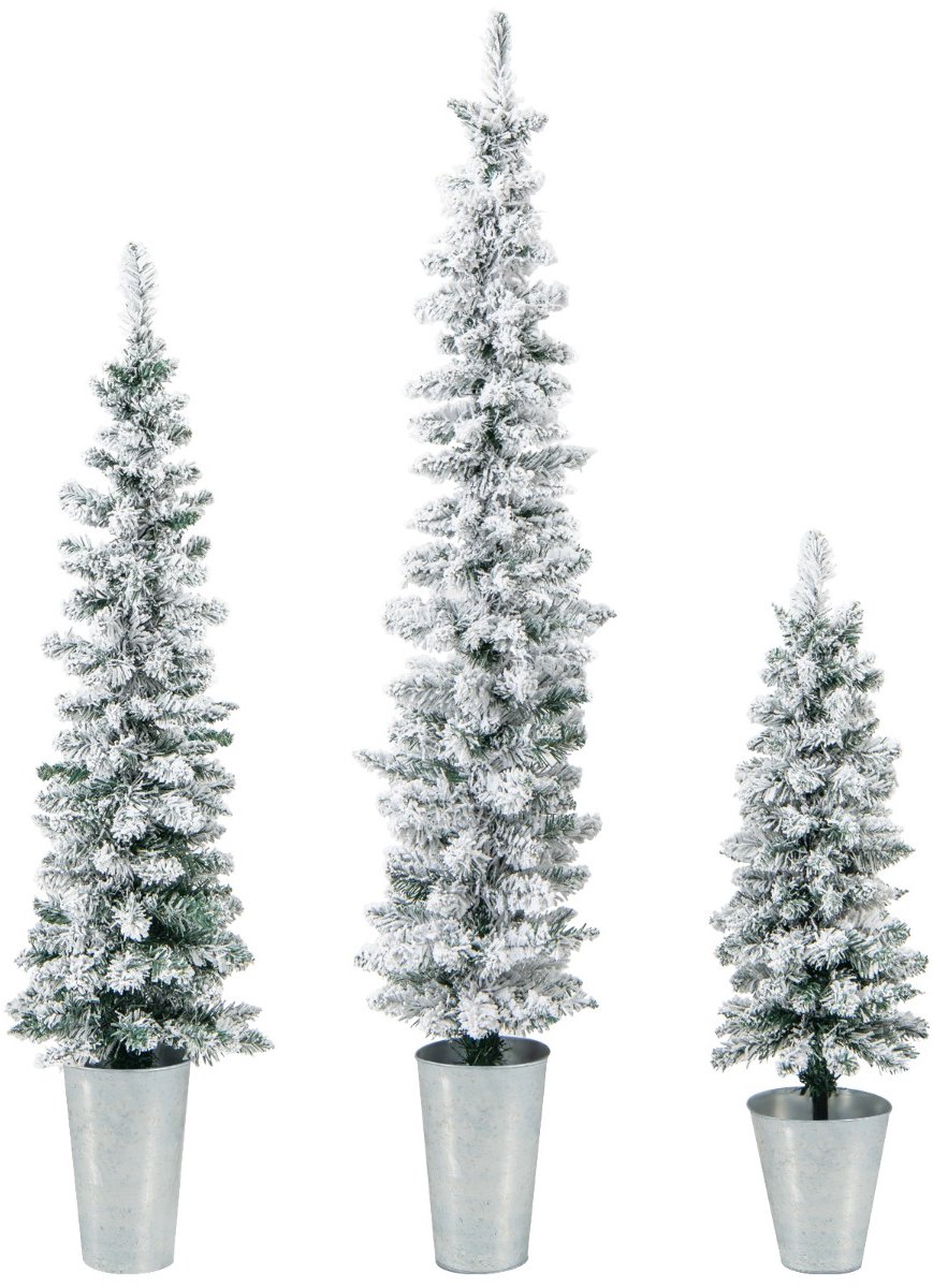 SureDeal® - Kerstbom - Kerstbomenset Kunstkerstbomen Pack - Takpunten - Cement Gevulde Metalen - 18x19,5 cm - Wit & Groen & Zilver