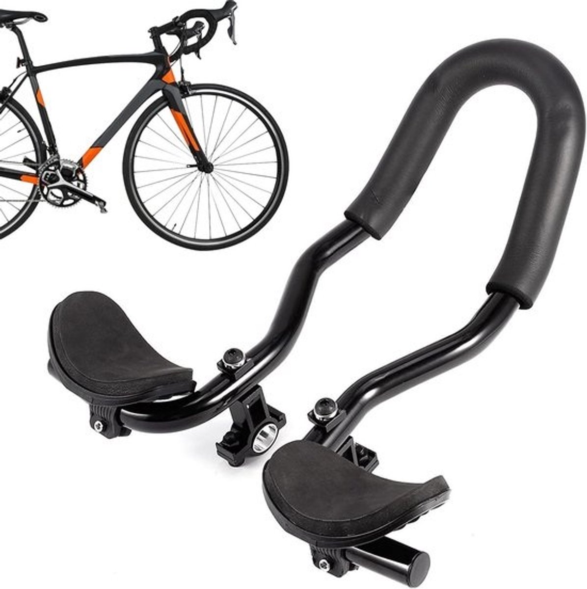 Fietsstuur Opzetstuk - Aerobar Armsteun - Comfortabel Fietsen - Lichtgewicht Aluminium - 37cm Lengte - Zwart
