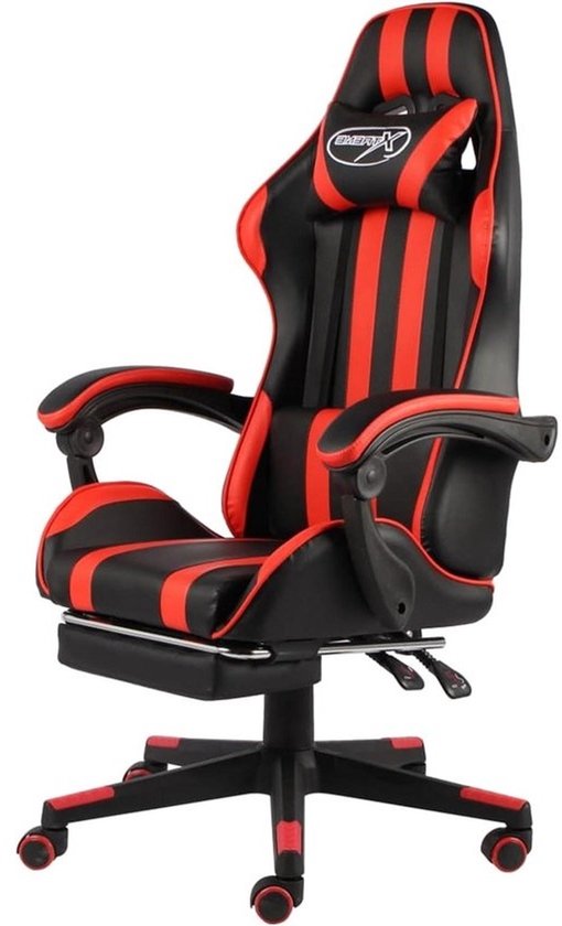 Gaming stoel - Comfortabele bureaustoel - Langdurig gamen - Met verstelbare voetsteun - Tot 110 kg - Zwart rood — afbeelding 2