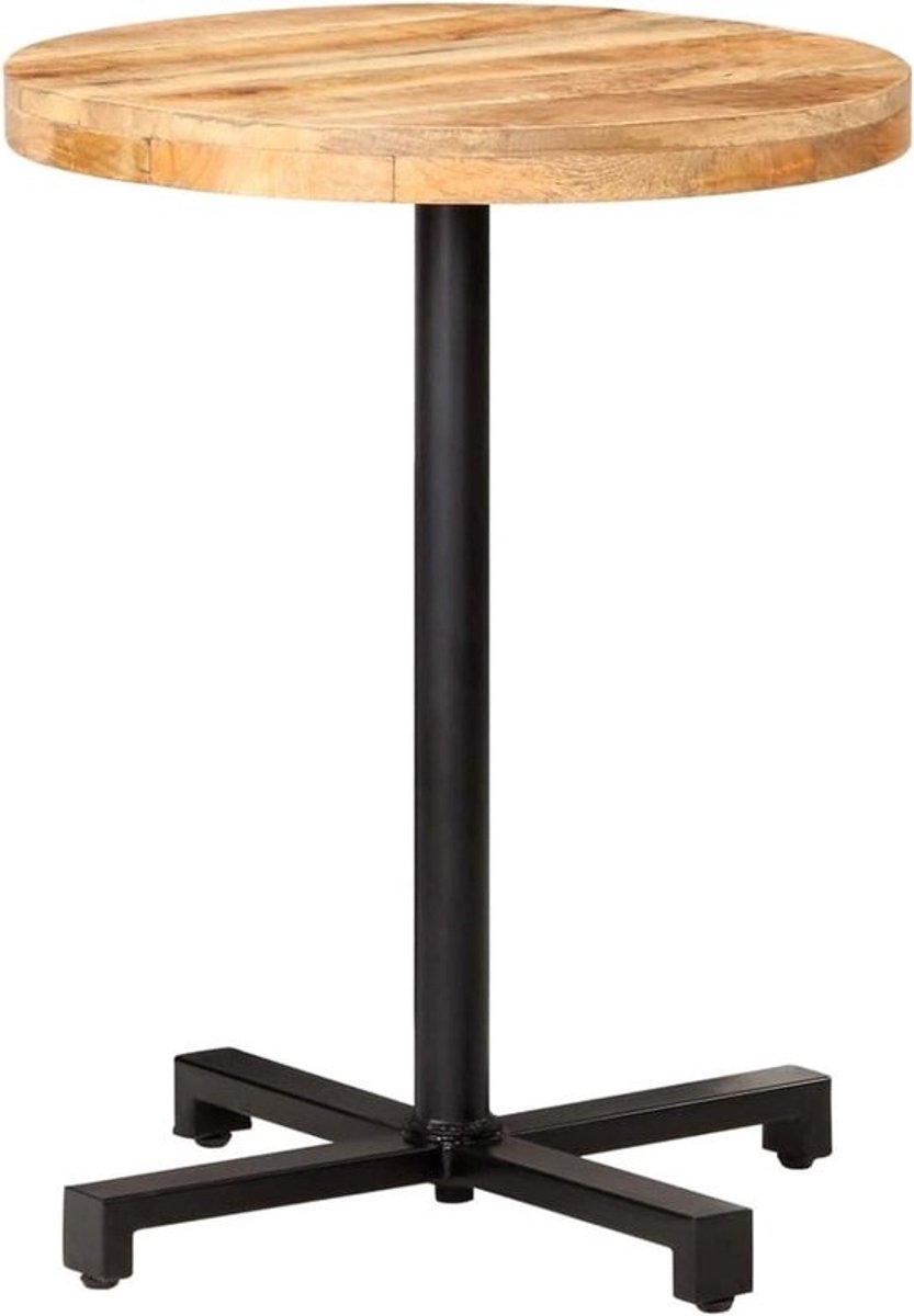Ronde Bistrotafel - Eettafel Keukentafel - Binnen en Buiten - Handgemaakt Mangohout - Ø 60 x 75 cm - Natuurlijk Hout