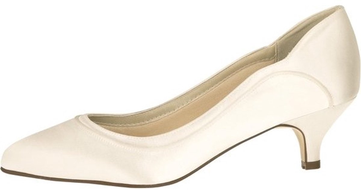 Klassieke Pumps - Dames Schoenen - Feestelijke Gelegenheden - Individueel Kleurbaar - 5 cm Kitten Hiel - Ivoor Satijn