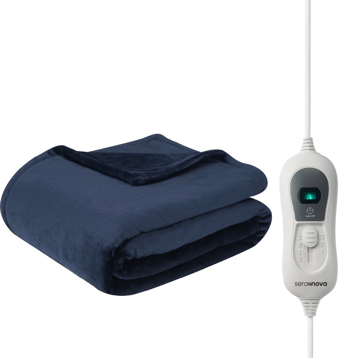 Seranova Elektrische Deken - 160x120 cm - 1 Persoons Warmtedeken - Dubbelzijdig Fleece - Knuffeldeken - Blauw