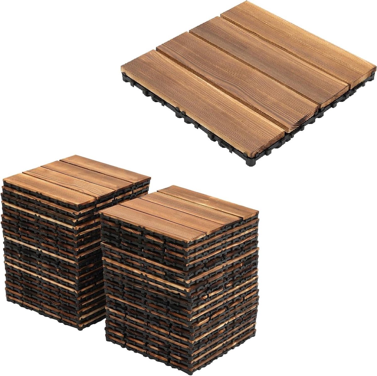 Houten Terrastegels - Balkon Vloer - Buiten Verfraaien - Kliksysteem - 36 Stuks - Bruin