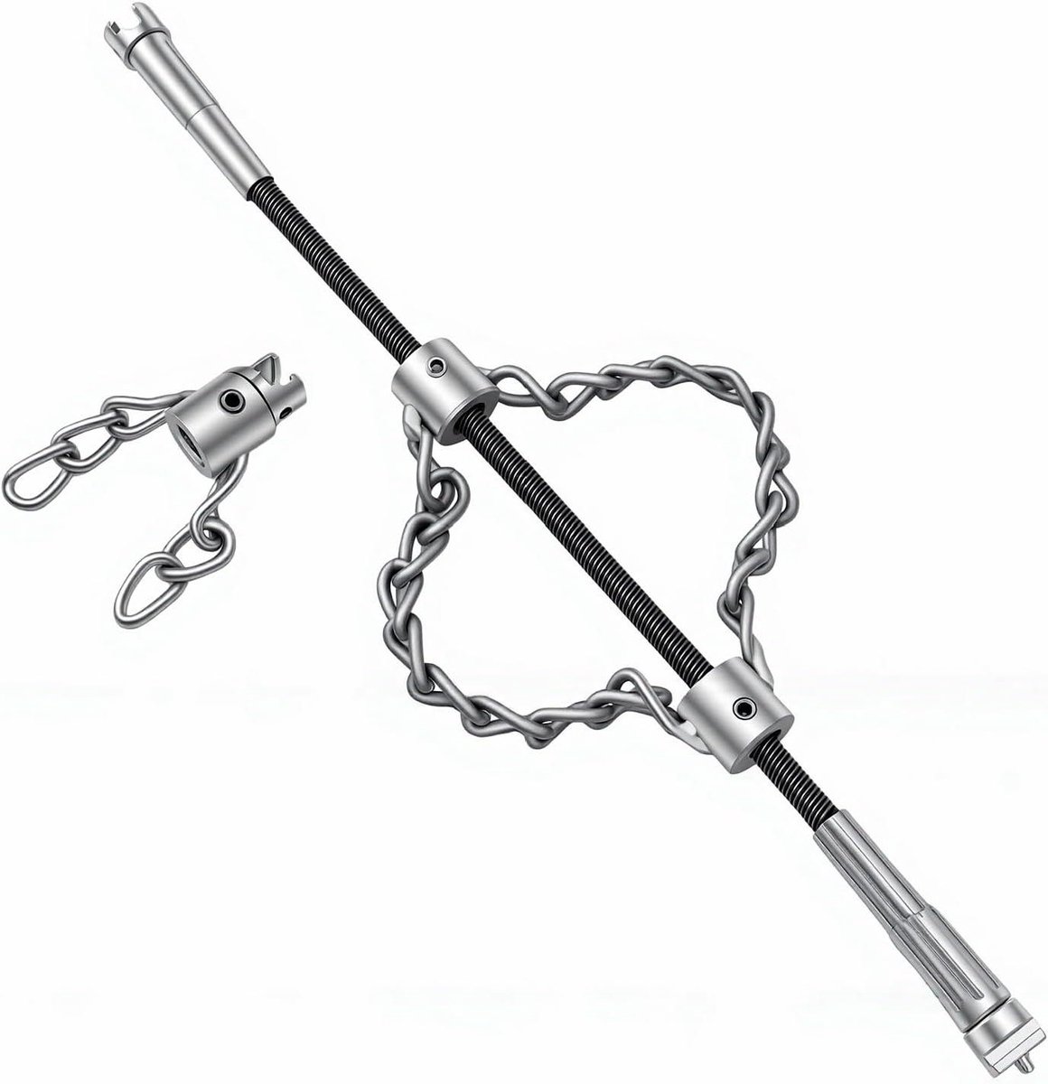 Rioolontstopper Ketting - Afvoer Baggergereedschap - Verstopping Verwijderen - Flexibele As - 50-200 mm Buizen - Metaal