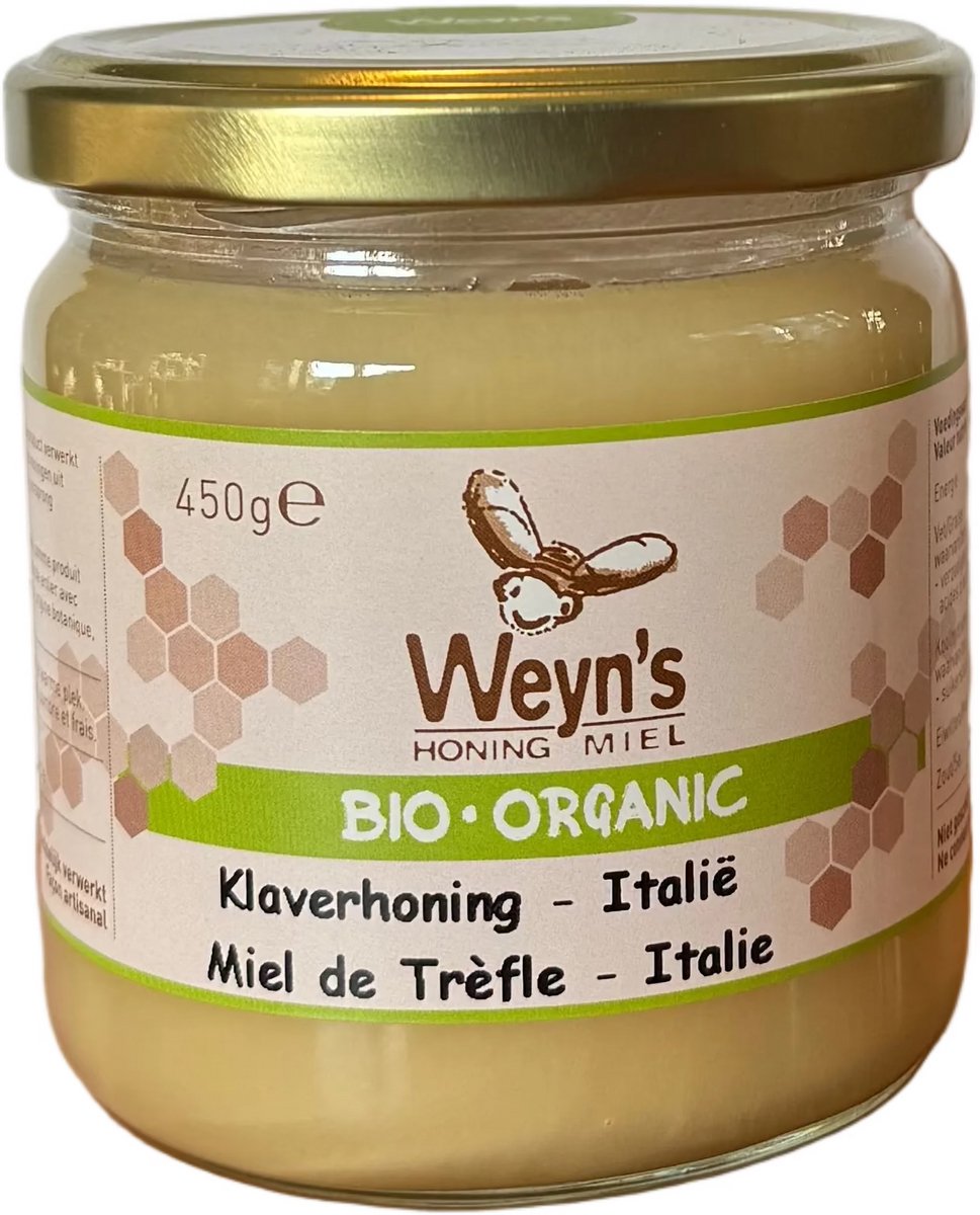 Biologische Klaverhoning - 450g - Weyn's - Honingpot