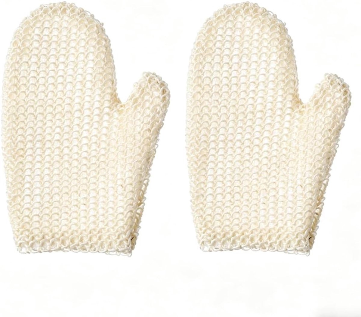 Set van 2 exfoliërende handschoenen voor lichaam en haar, massagehandschoenen, douchehandschoenen, sisal, 20 x 16 cm, huidverzorging, scrubhandschoenen, natuurlijke materialen