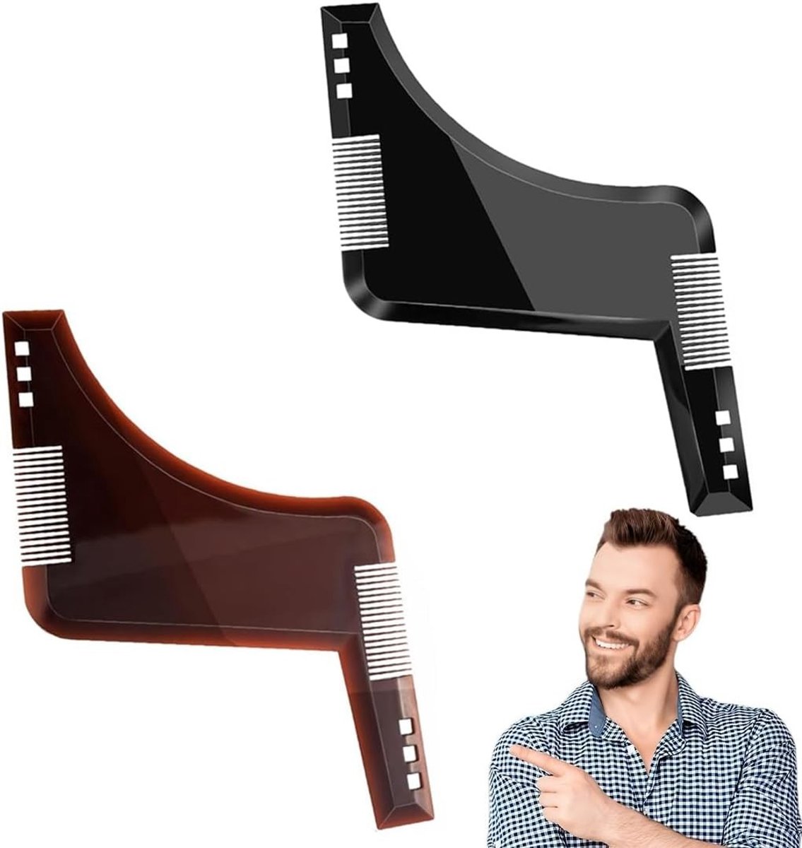 2 Ergonomische Baardkammen en Baardsnijder voor Perfecte Modellering en Verzorging van de Baard, Ideaal voor Baardmannen
