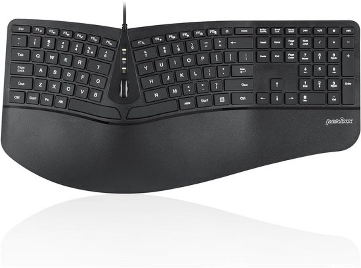 Ergonomisch Bedraad Toetsenbord met Verlichte Toetsen en Verstelbare Polssteun - US Layout