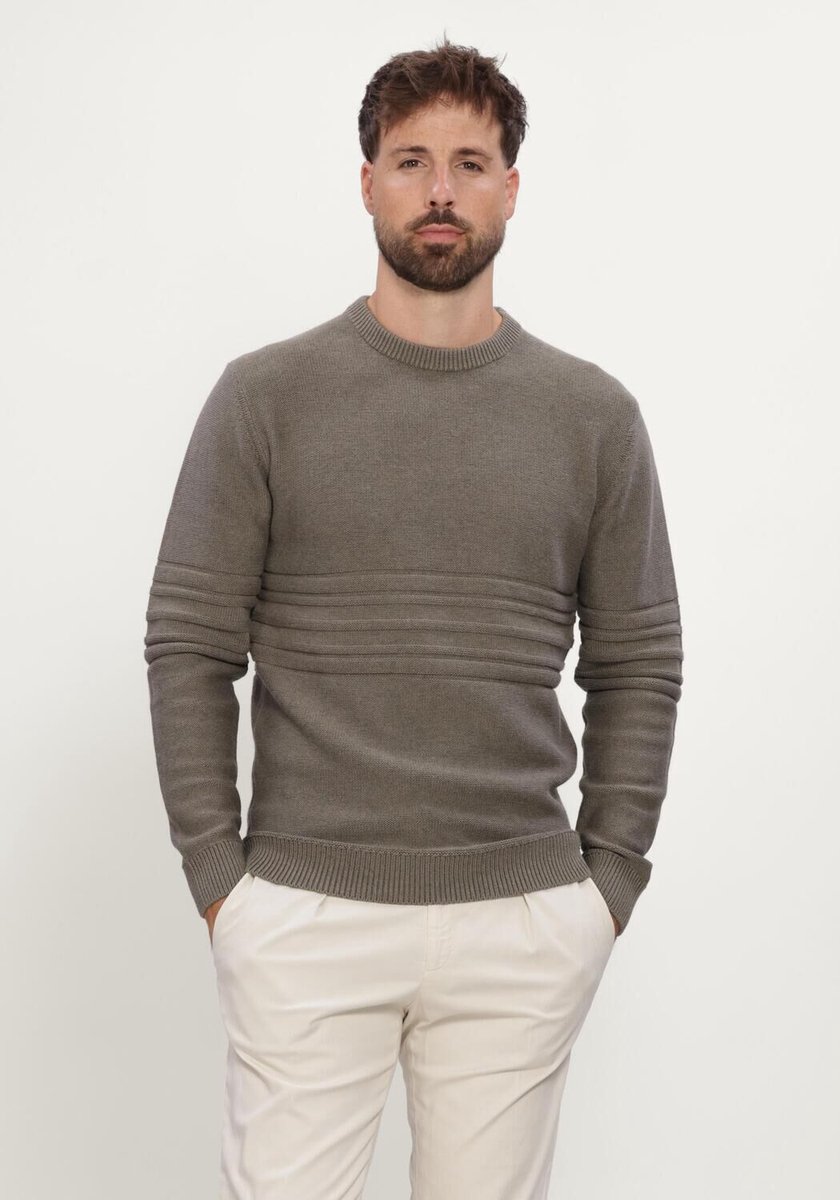 Gentiluomo Round Neck Ls Truien & Vesten Heren - Sweater - Hoodie - Vest- Taupe - Maat L