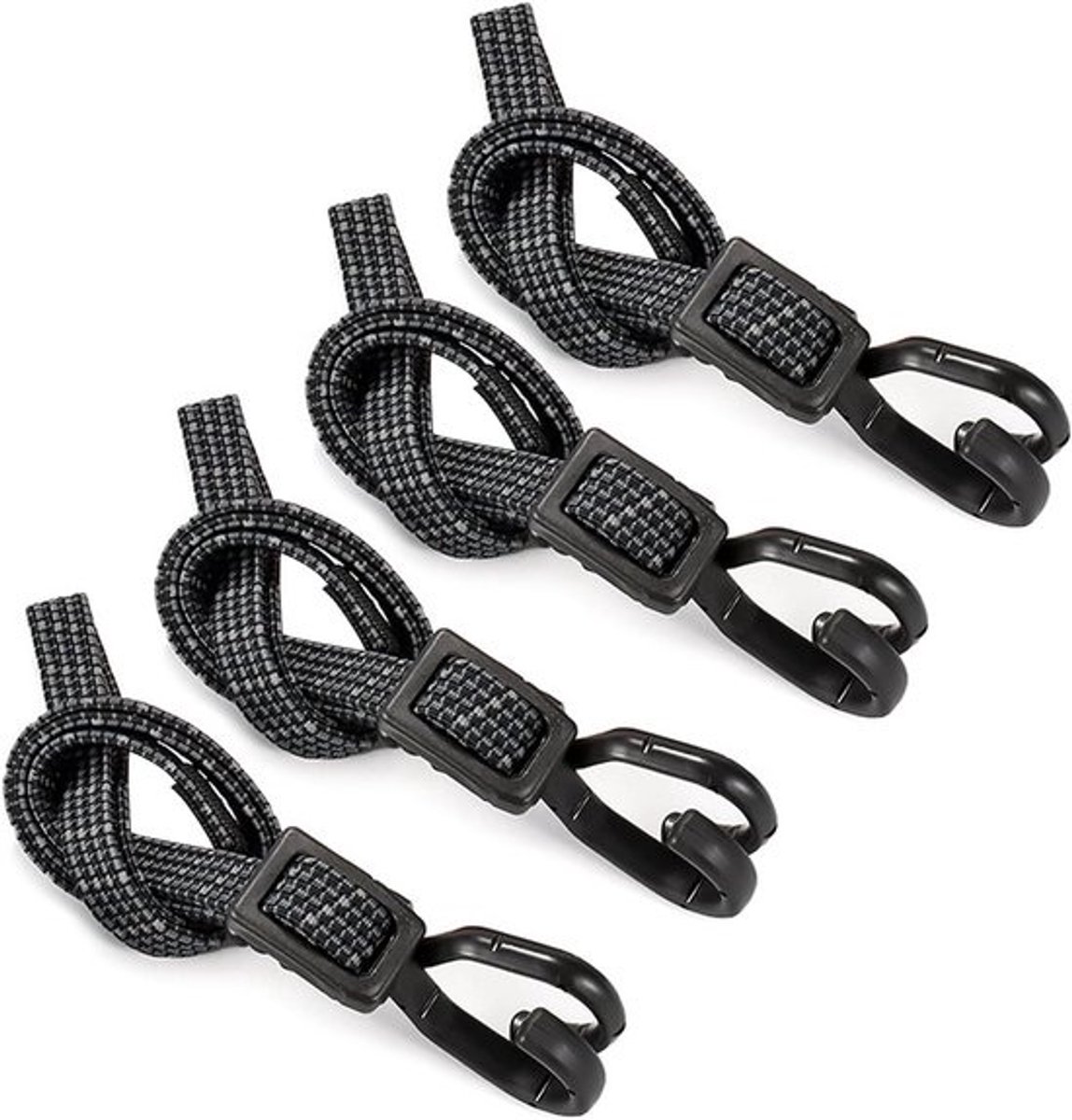 Spanrubber met haken - Set van 4 verstelbare spanbanden van 100 cm - Ideaal voor bagage, zonnezeil en fietsen