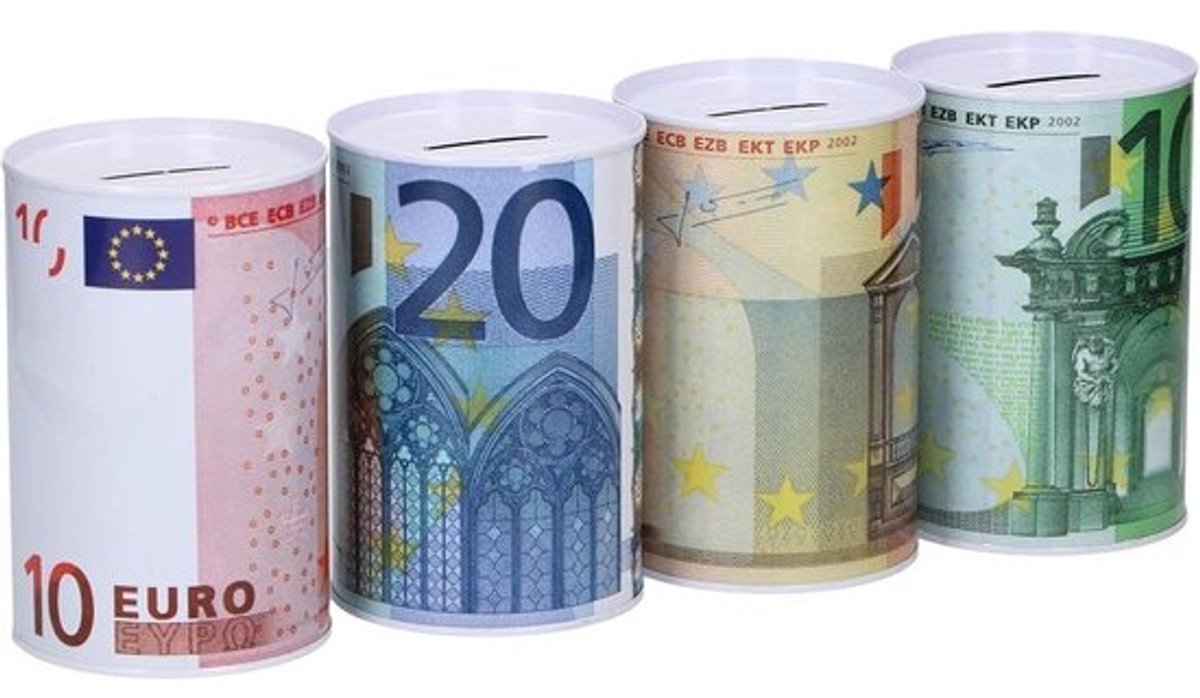 Set van 5 Metalen Spaarpotten met Euro-Ontwerp en Gelddoos voor Langdurig Sparen