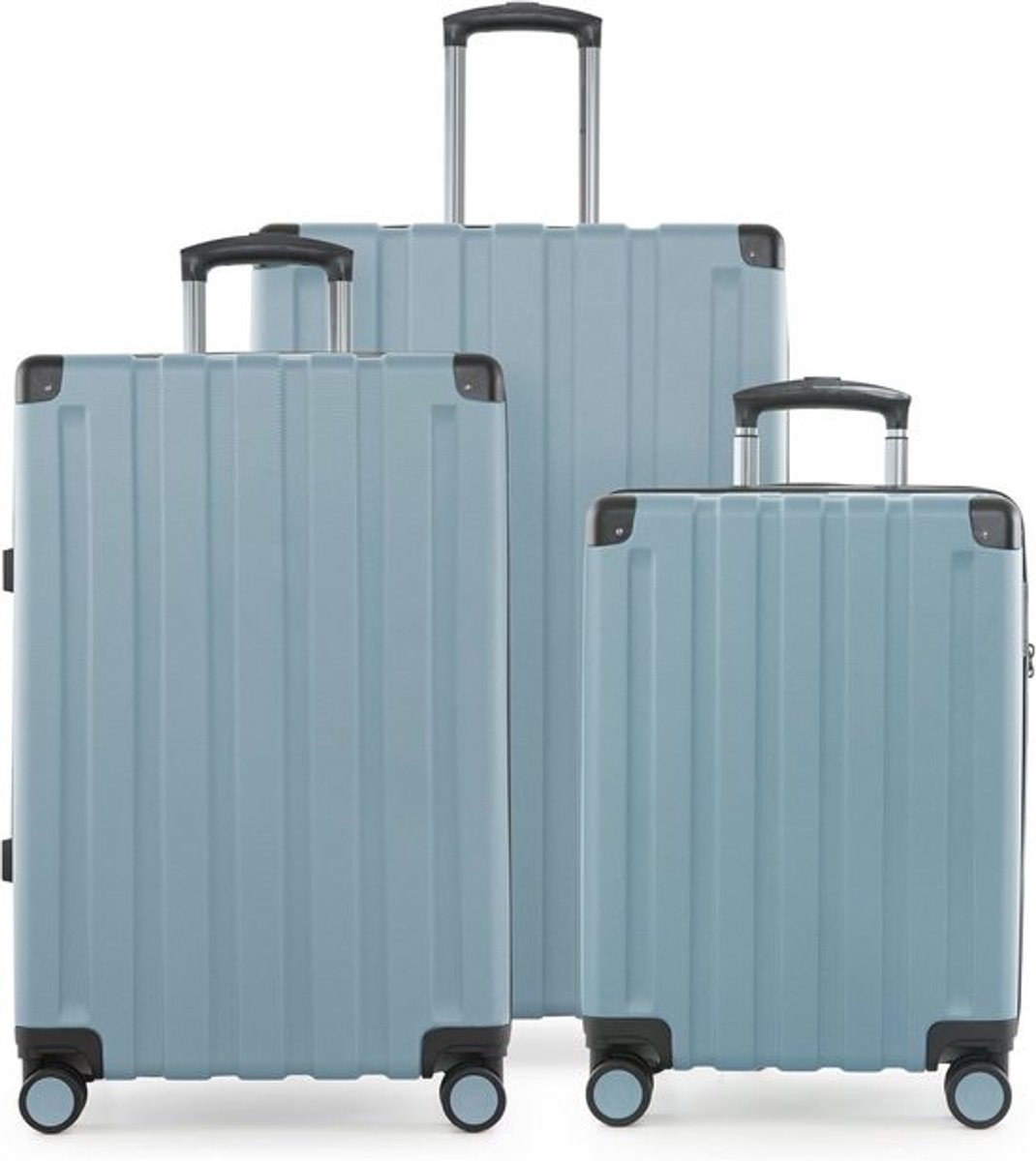 Set van 3 kleurrijke koffers - Handbagage koffer 54 cm, Middenmaat 68 cm, Grote reiskoffer 78 cm - Harde schaal en TSA-Slot - Duurzaam reiskofferset in zwembadblauw