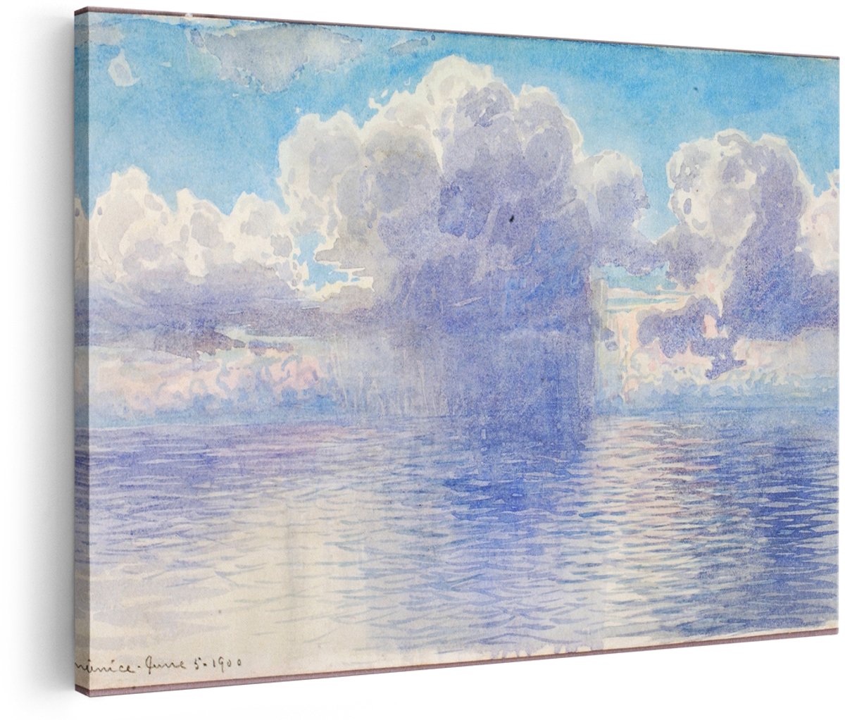 Artaza Canvas Schilderij Zee - 150x100 cm - Groot - Wanddecoratie Landschap - Muurdecoratie Wolken - Decoratie Natuur - Schilderijen Op Canvas