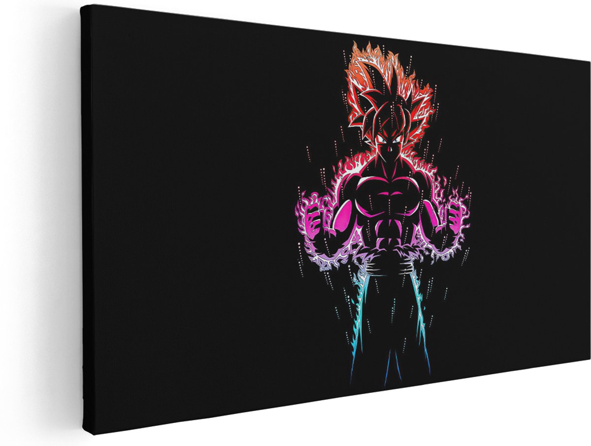 Artaza Canvas Schilderij Dragon Ball - 140x70 cm - Groot - Wanddecoratie Anime Kaioken - Muurdecoratie Slaapkamer Jongen - Kamer Accessoires