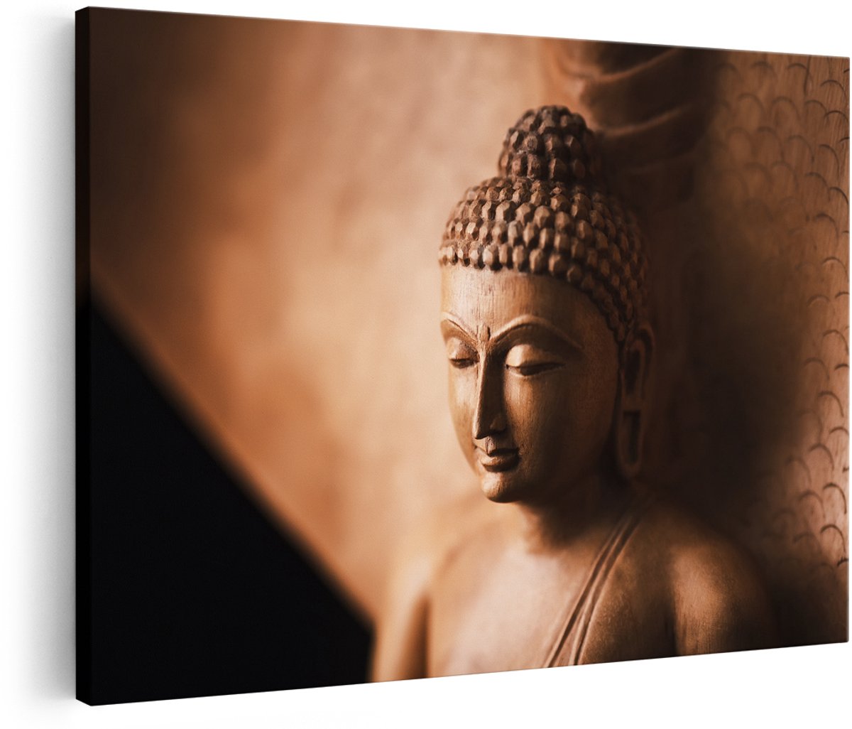 Artaza Canvas Schilderij Boeddha Beeld - 150x100 cm - Groot - Foto Op Canvas - Wanddecoratie Woonkamer