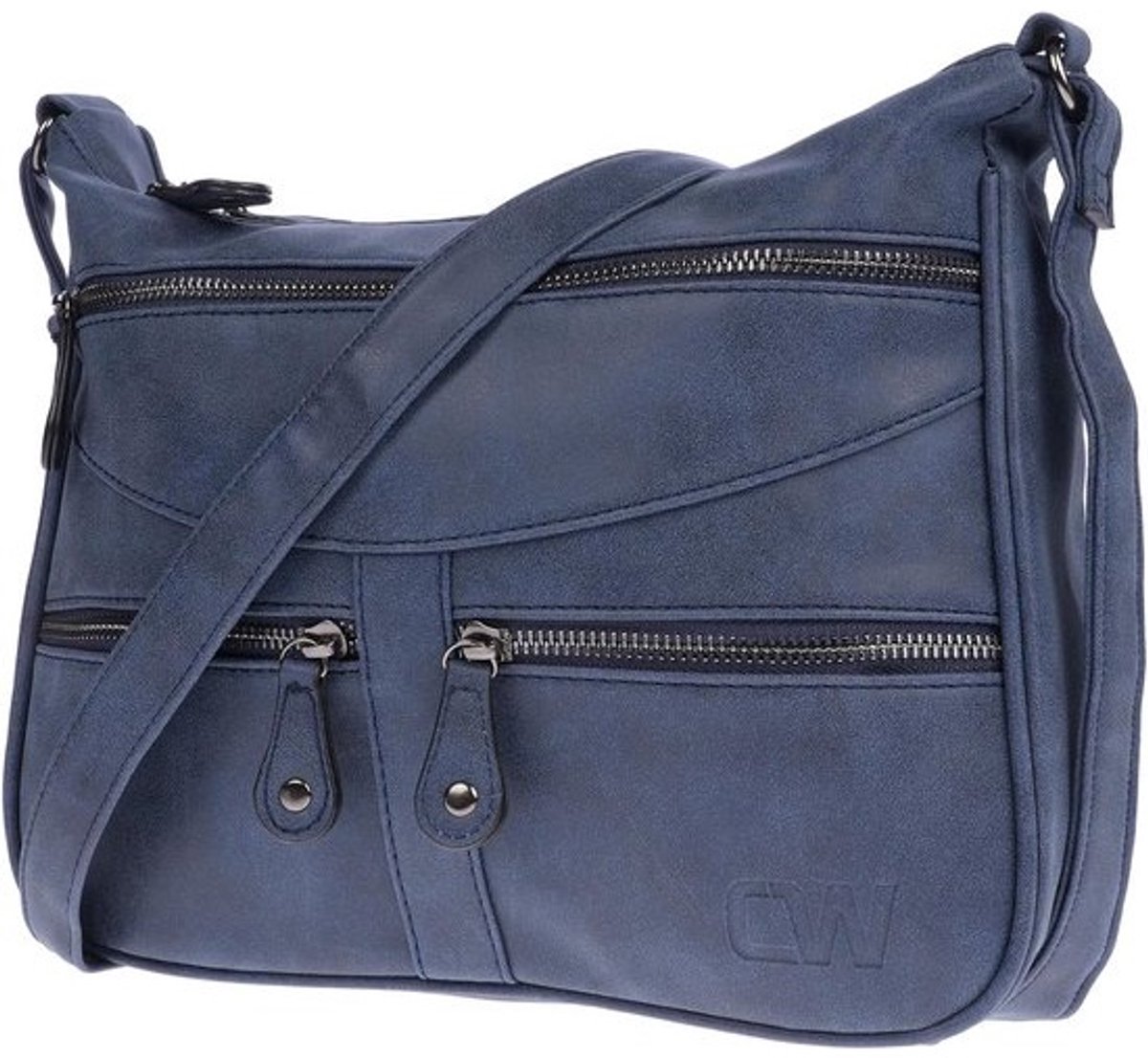 Leren Look Schoudertas Dames met Verstelbare Band en Veel Vakken