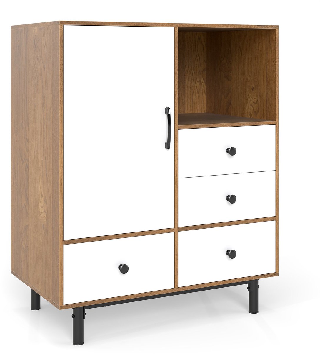 SureDeal® - Dressoir - Buffet Sideboard Middeleeuwen - Lades - Open vak Natuur - 80x45,5x97,5 cm - Naturel