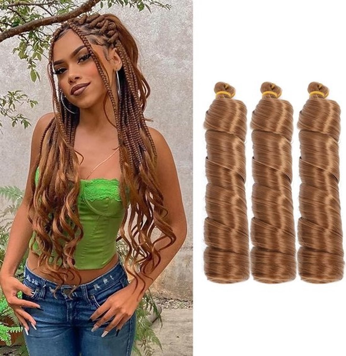 24 Inch Losse Krul Vlechthaar 150g Synthetisch Golvend Haarverlenging