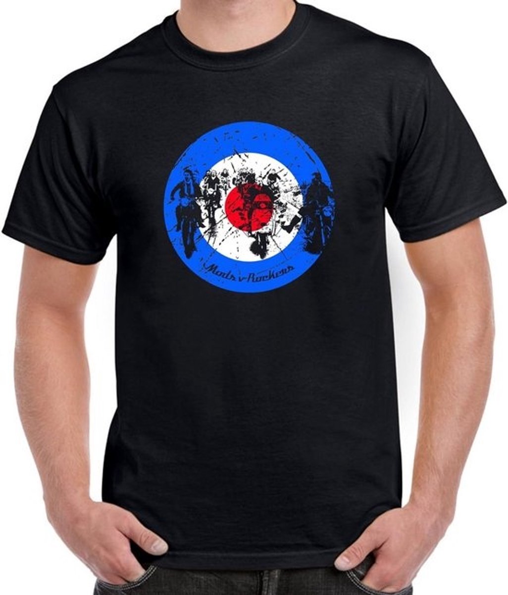 Basic Heren T-Shirt Katoen Zwart Rocker Stijl Verkrijgbaar in Diverse Maten