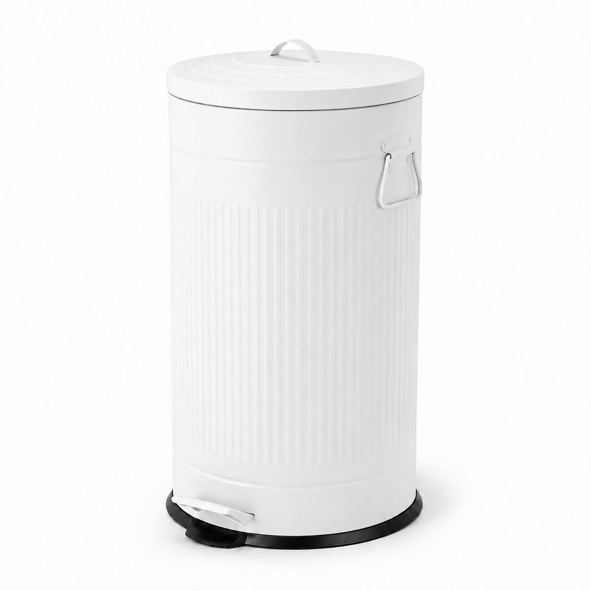 Vuilnisbak - 40 l - metaal - retro - wit