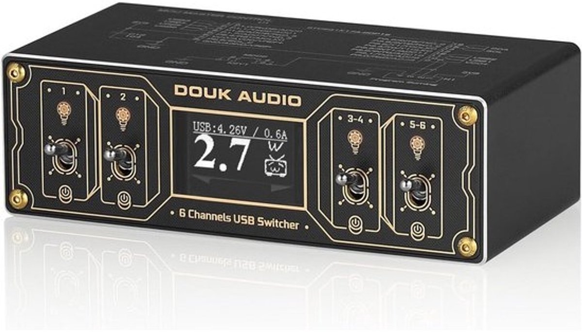 Mini 6-Poorts USB Hub Oplader en Splitter met OLED Display