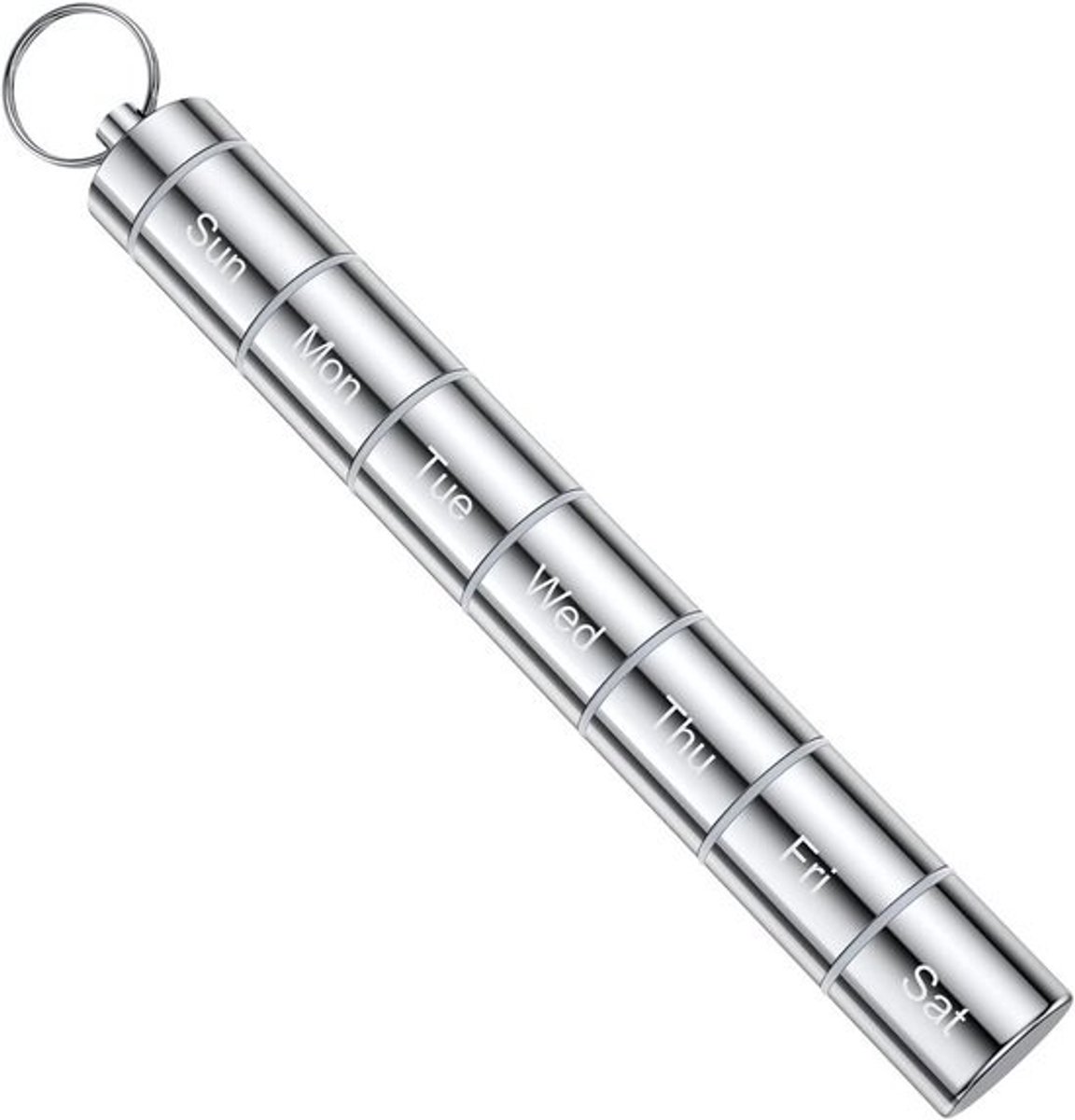 Metalen pillendoos organizer 7 dagen per week, aluminiumlegering draagbare waterdichte noodsleutelhanger pillenhouder medicijnetui, mini pillendispenser opbergdoos, ideaal voor reizen/outdoor
