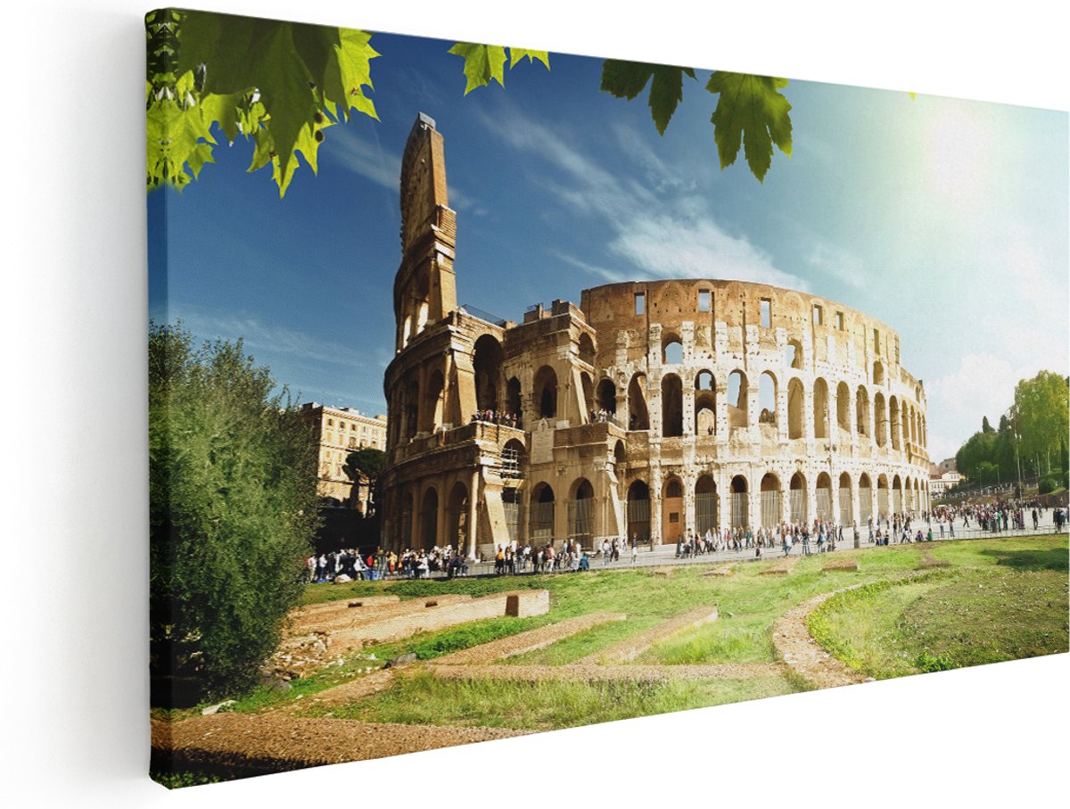 Artaza Canvas Schilderij Colosseum in Rome, Italië - 160x80 cm - Groot - Wanddecoratie Woonkamer - Schilderijen - Muurdecoratie