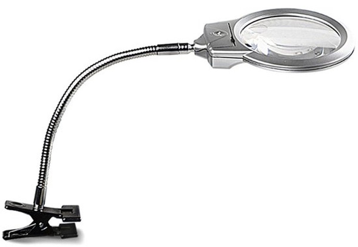 Dailygoods - Vergrootlamp - Vergrootglas met licht - Handig voor lezen en hobby's - Zilver - LED verlichting - Perfect voor klein werk - Compact en li...