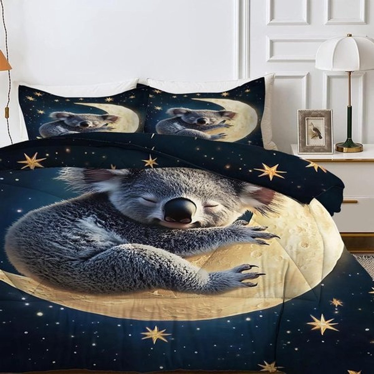 Dekbed set - Omkeerbaar dekbed - Slaapkamer decoratie - U-vormige quilting - 200 x 200 cm - Koala print
