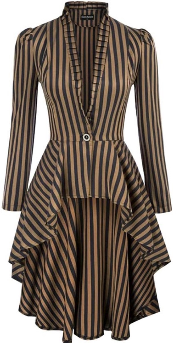 Gestreept Dames Blazer Jas Victoriaans Gothic Lange Jas