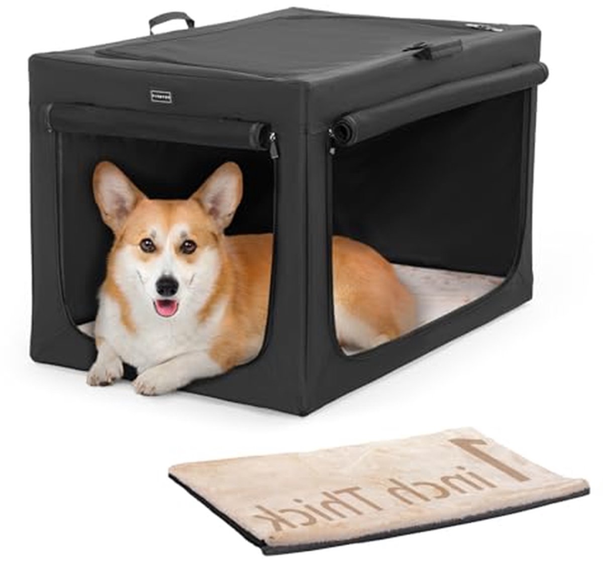 Opvouwbare Hondenbench - Draagbare Hondenkrat - Veilige Huisdierruimte - Stevig Oxford Doek - 76 x 50 x 49 cm - Zwart