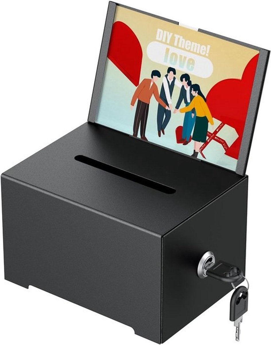 Metalen Donatiebox met Slot en Sleuf voor Suggesties en Collectes