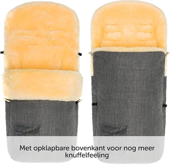 Lamsvel Voetenzak - Baby warmer - Wandelen met kinderwagen - Ademend en vochtregulerend - 100 x 50 cm - Grijs — afbeelding 5