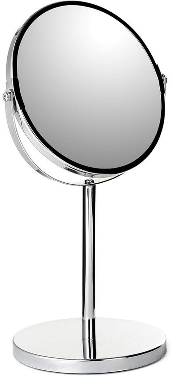 Vergrootspiegel Staand - Cosmeticaspiegel Make-up - Gezichtsverzorging Detail - 5x Vergroting Effect - 17 cm Diameter - Zilver Glans
