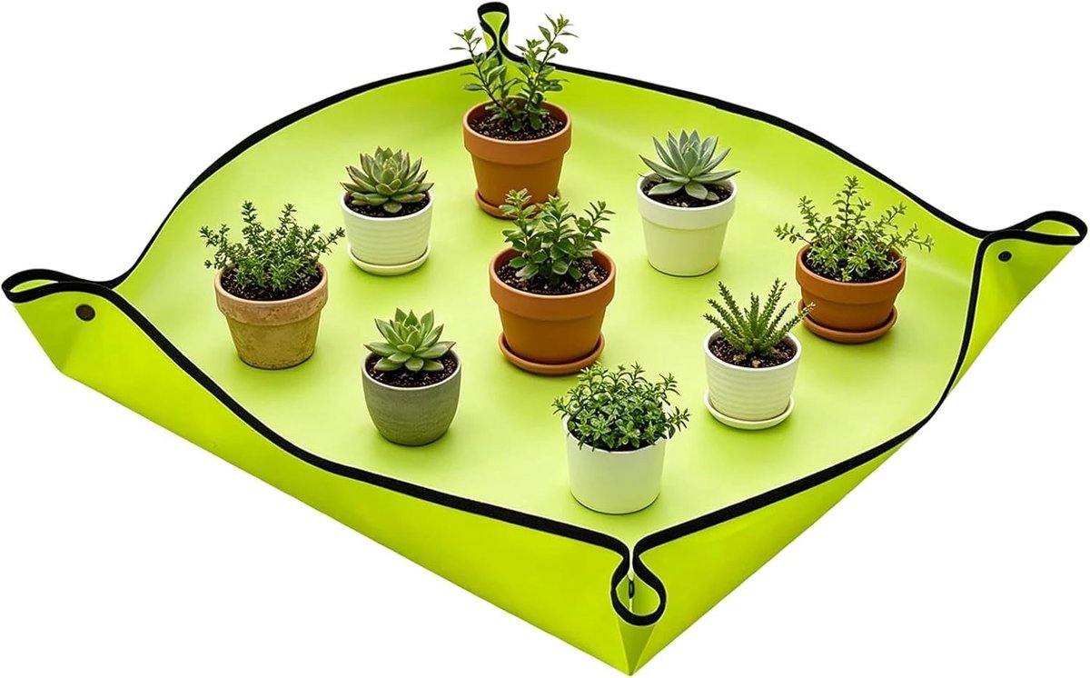 Duurzame waterdichte plantenmat 100 x 100 cm, ideale tuinmat voor binnen en buiten, perfect voor vetplanten en kamerplanten, eenvoudig schoon te maken en te onderhouden