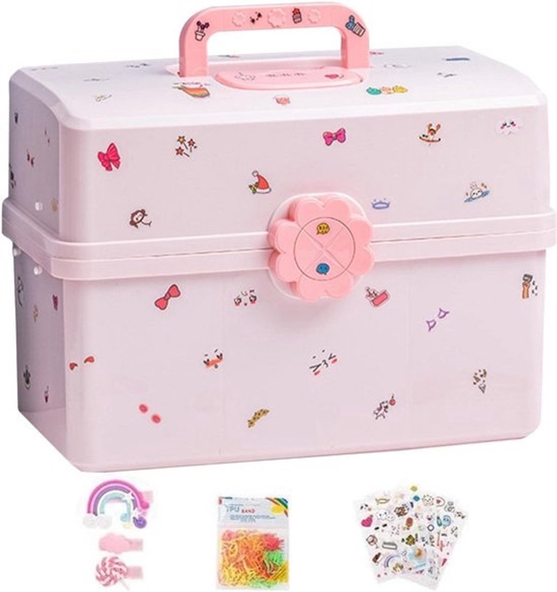 Draagbare Opbergdoos Organizer voor Kinder Haaraccessoires Haarelastiekjes en Clips