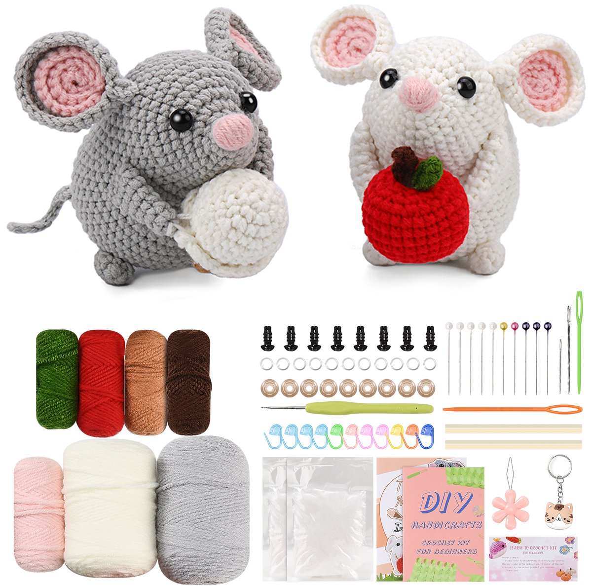 Haakpakket Muis – Complete DIY Haakset voor Beginners, Haken Pakket, Amigurumi Haakset, Creatief Handwerk Pakket als Decoratie en Cadeau