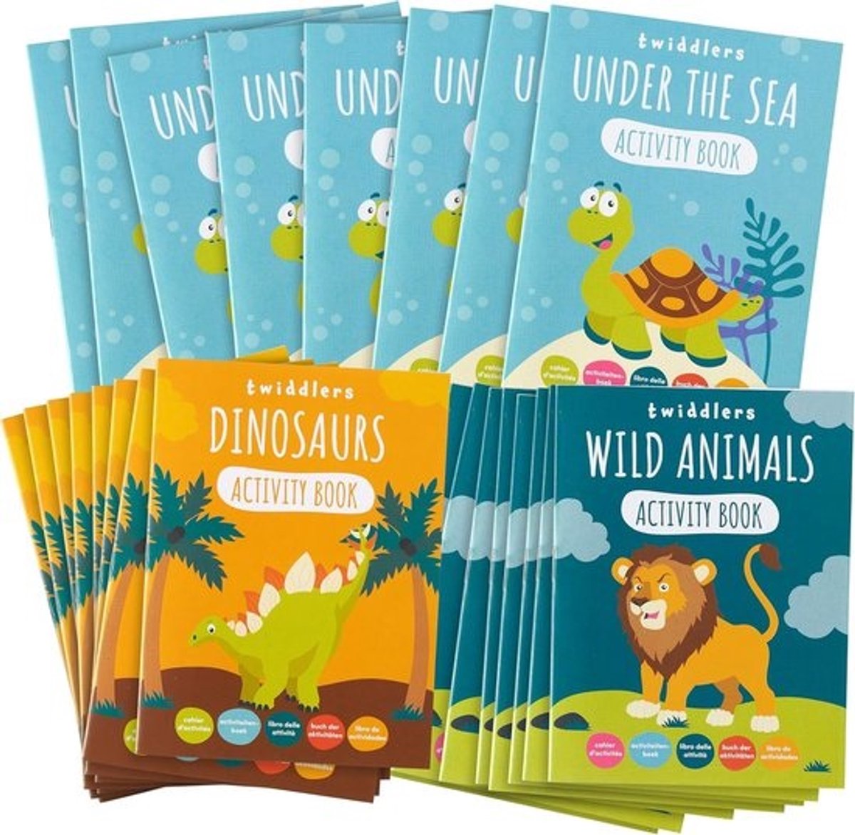 24 Mini Activiteitenboeken voor Kinderen - Dinosaurus, Wilde Dieren en Onderwaterdieren
