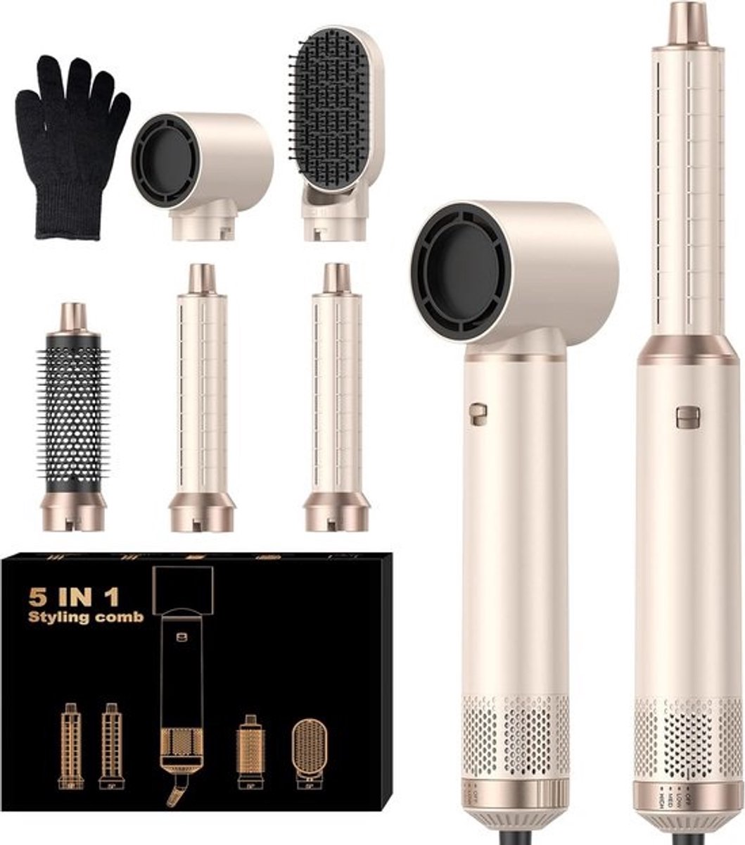 5-in-1 Föhnborstel en Styler voor Alle Haartypes