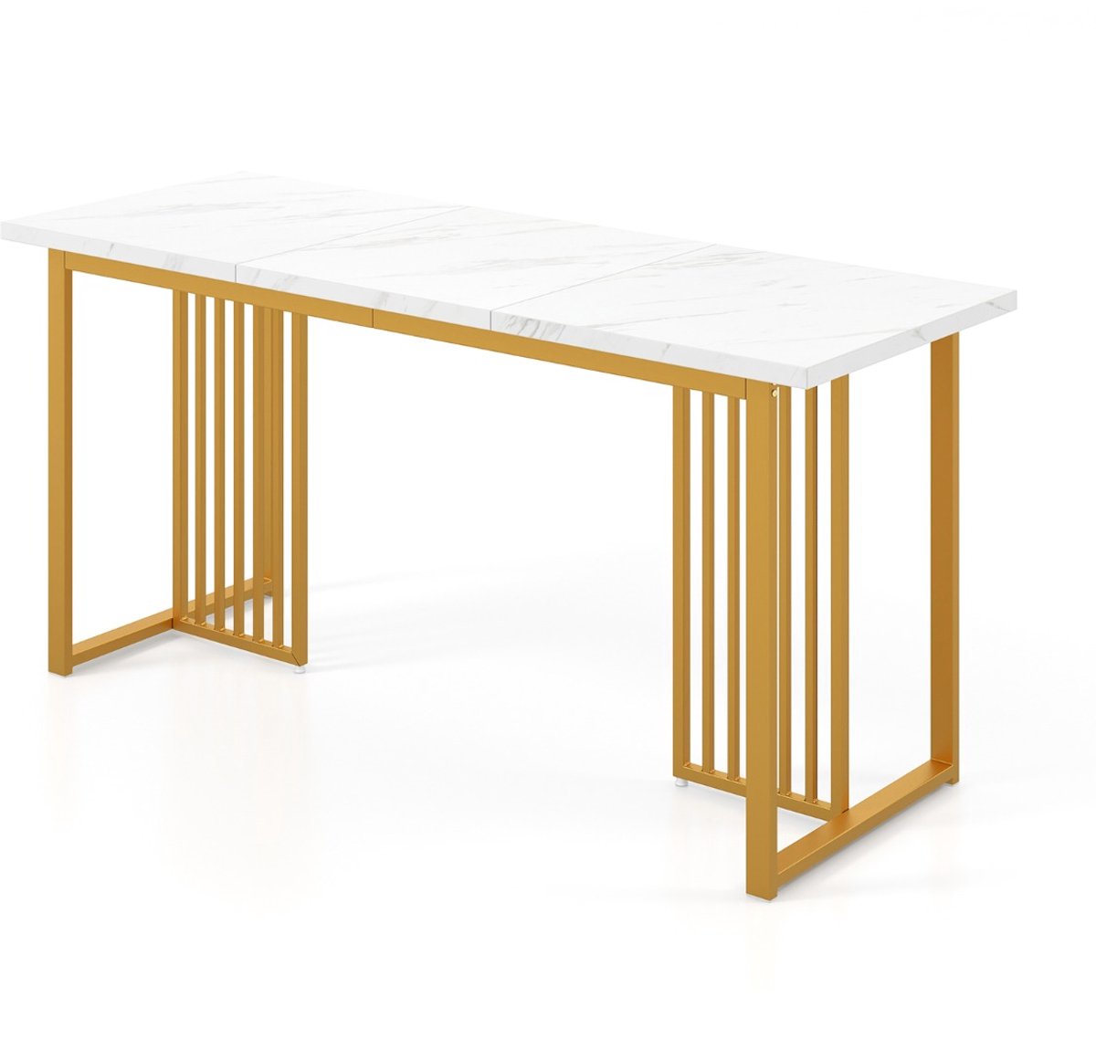 SureDeal® - Eettafel - Moderne - Personen Rechthoekige Keukentafel - Imitatie Marmeren Blad - Eetkamer Woonkamer - 160x60x76 cm - Wit