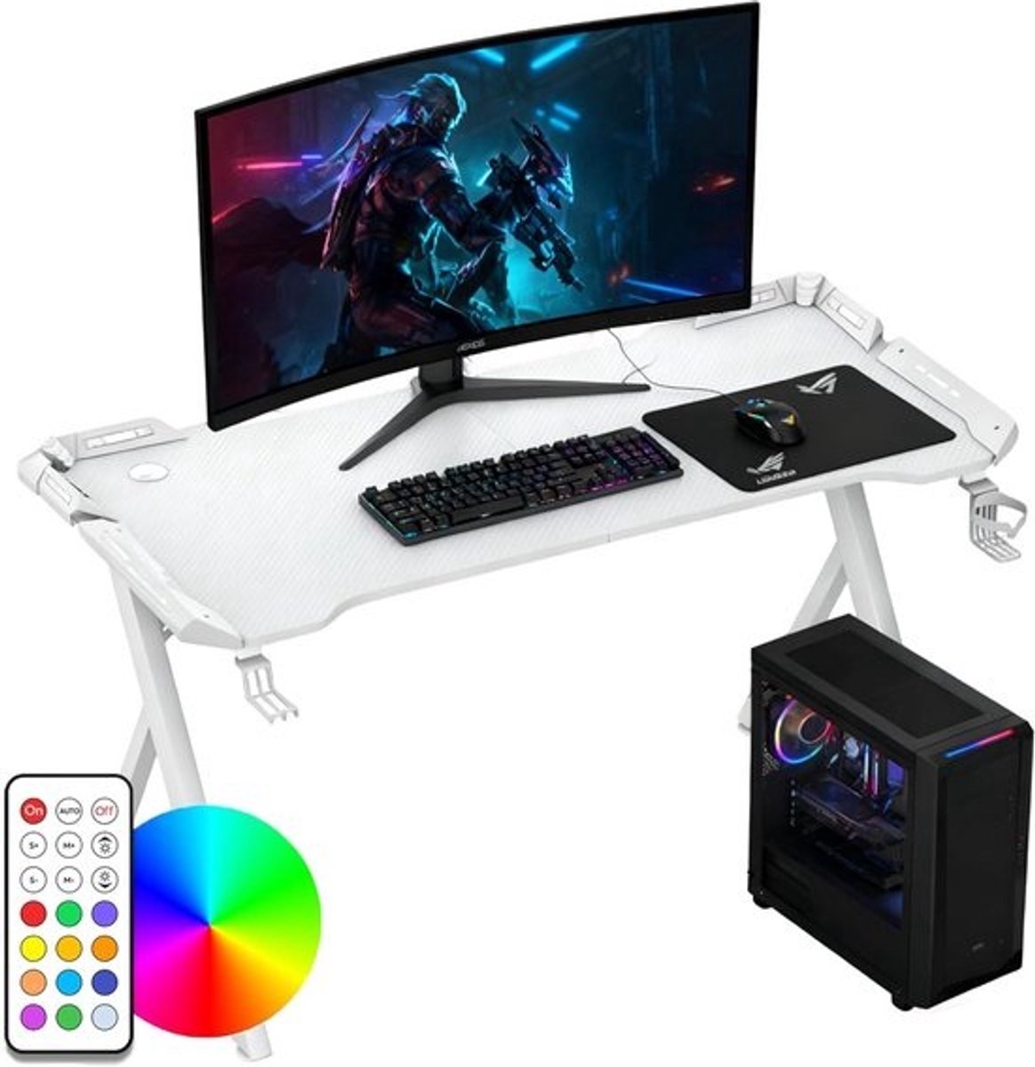 Ergonomisch Gaming Bureau met RGB Verlichting en Kabelmanagement