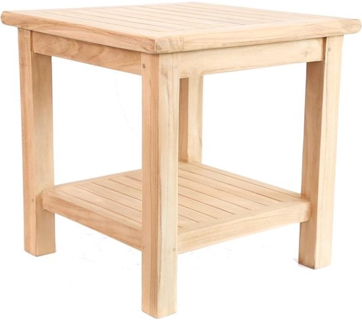 Bijzettafel voor Buiten en Binnen – Weerbestendige Teak Bakkastafel 50 x 50 cm