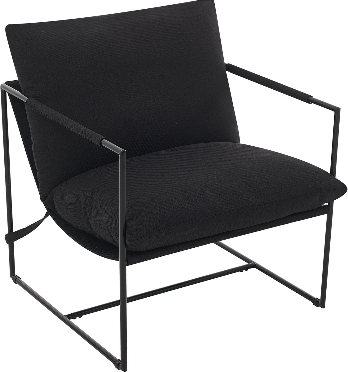 Triumpunpre - Accent Fauteuil Met Metalen Frame - Hoge‑Veerkrachtig Schuim - Afneembare Wasbare Hoes - Stoffen Leesfauteuil Voor Woonkamer Slaapkamer En Kantoor - Linnen | Zwart