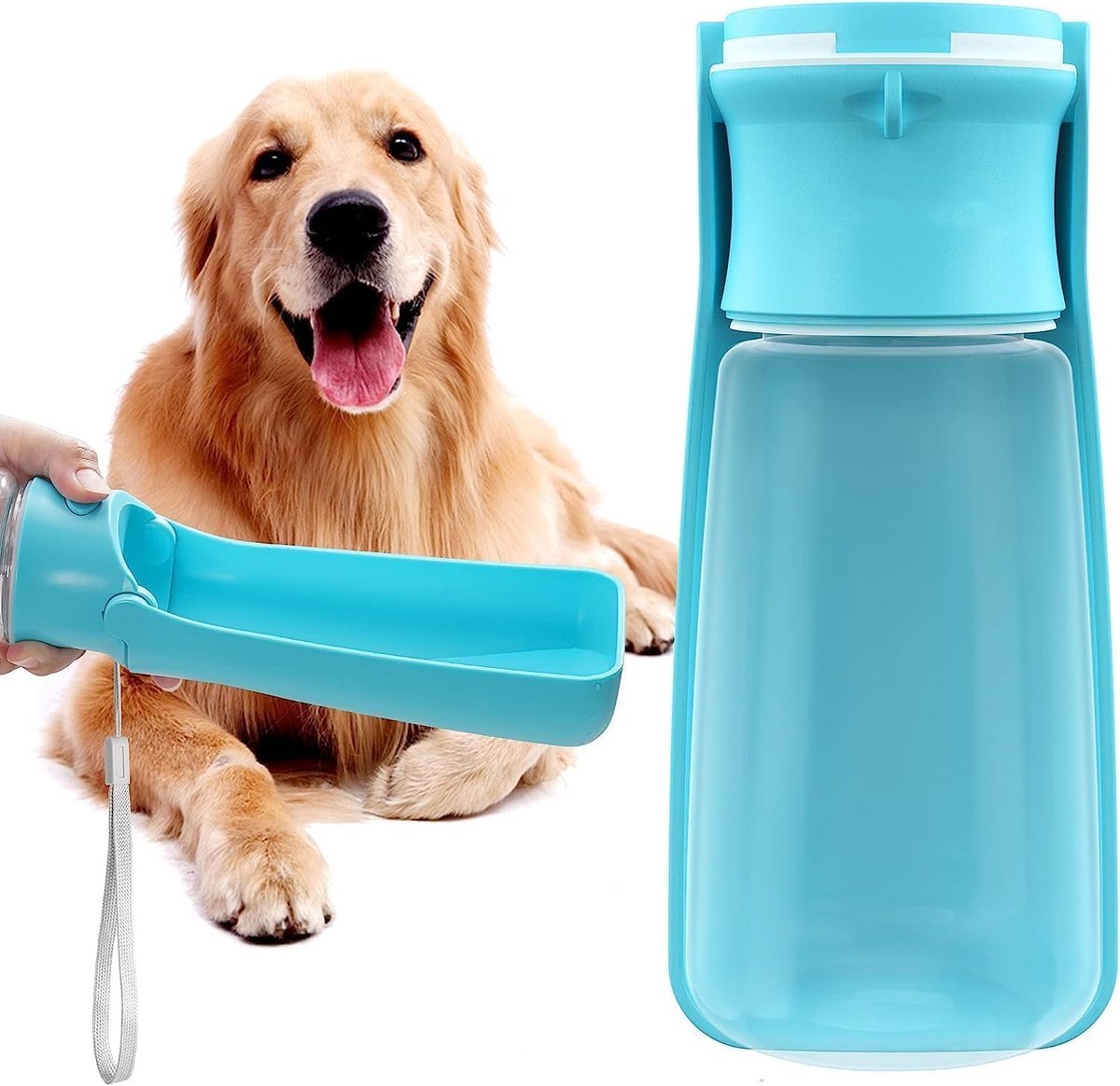 casalora - Drinkfles Honden voor Onderweg 500ml - Waterfles Hond - Drinkfles Hond - Honden fles water - Honden bidon - Honden Drinkfles - Blauw