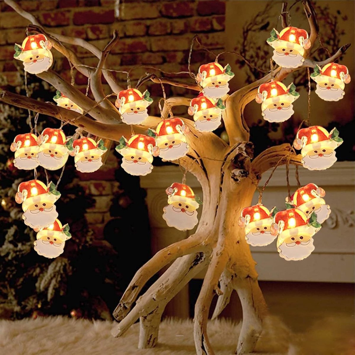 Kerstman-lichtsnoer – 300 cm / 20 LED's – Werkt op batterijen – Decoratieve verlichting – Geschikt voor kerstbomen, huis, tuin en feestdecoratie