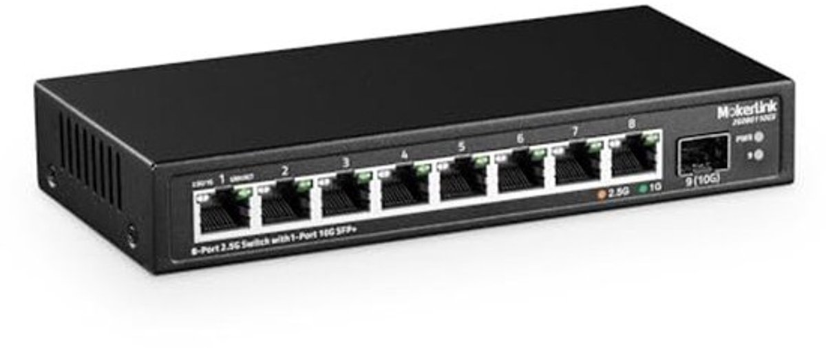 8-poorts 2.5Gigabit Ethernet Switch met 10G SFP-slot en Fanless ontwerp